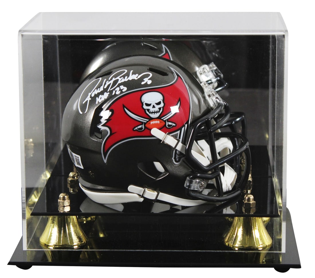 Ronde Barber Signed Mini Helmet HOF 23 Tampa Bay Buccaneers BAS Authenticated: Ronde Barber Signed Mini Helmet HOF 23 Tampa Bay Buccaneers BAS Authenticated This autographed Speed Mini Helmet, featuring the inscription "HOF 23," is personally signed by Ronde Barber, the legendar