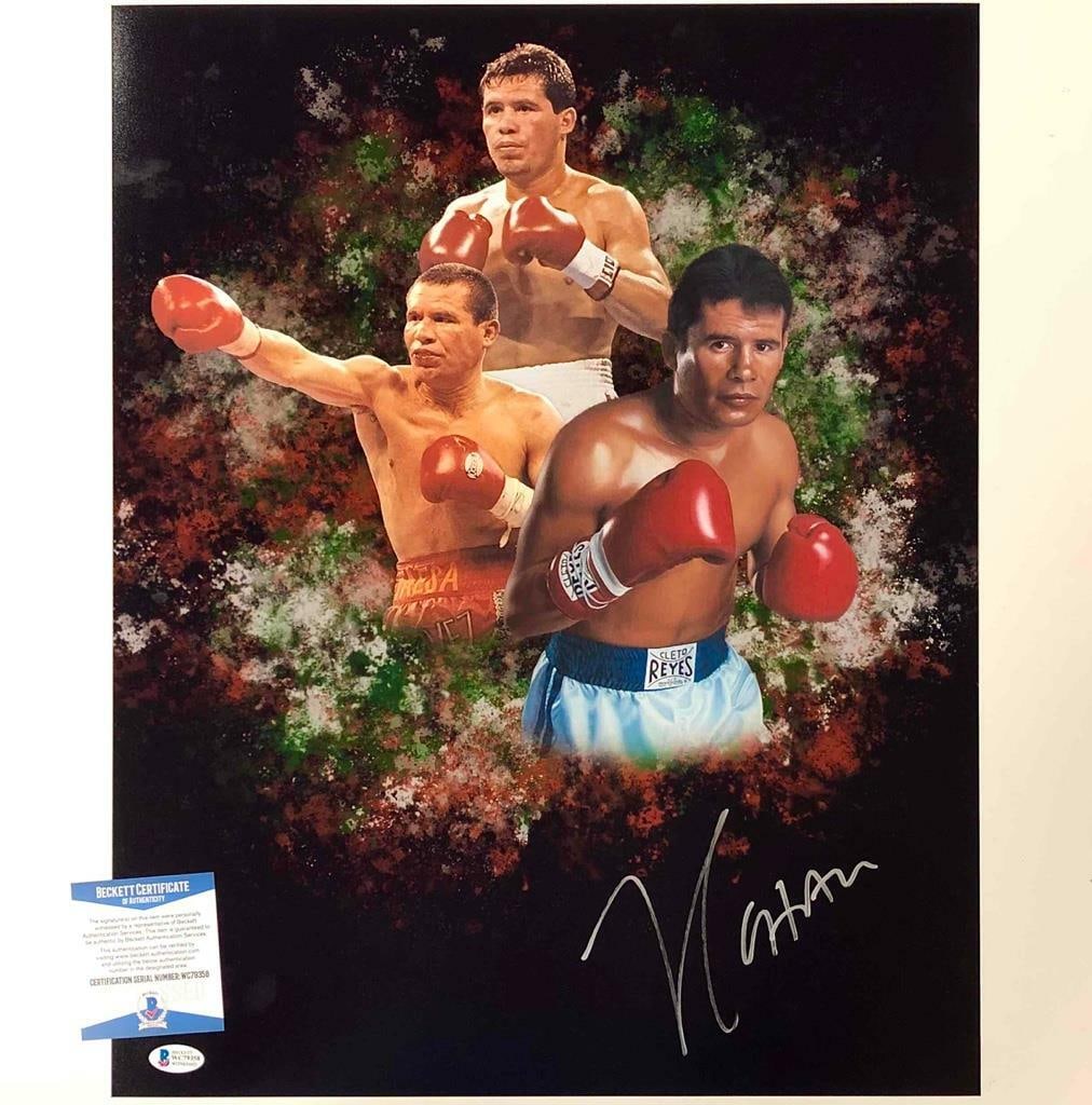 Julio Cesar Chavez Signed 16x20 Photo Beckett Witness COA: Julio Cesar Chavez Signed 16x20 Photo Beckett Witness COA This is a captivating 16x20 photo of the legendary boxer Julio Cesar Chavez, featuring a bold autograph that has been authenticated by Beckett