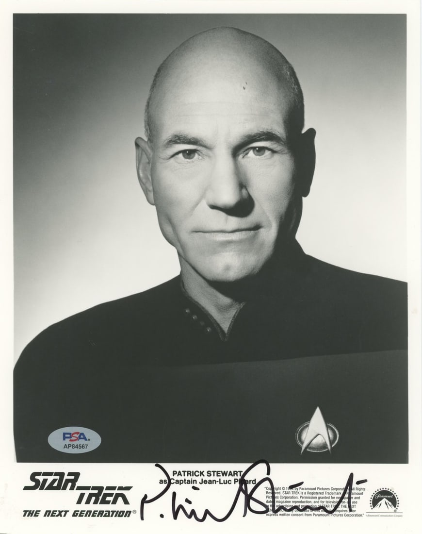 Patrick Stewart Signed 8x10 Star Trek Next Generation Photo PSA DNA Authenticated: Patrick Stewart Signed 8x10 Star Trek Next Generation Photo PSA DNA Authenticated This vertical 8x10 photograph has been personally signed by Patrick Stewart, renowned for his role in Star Trek: The N