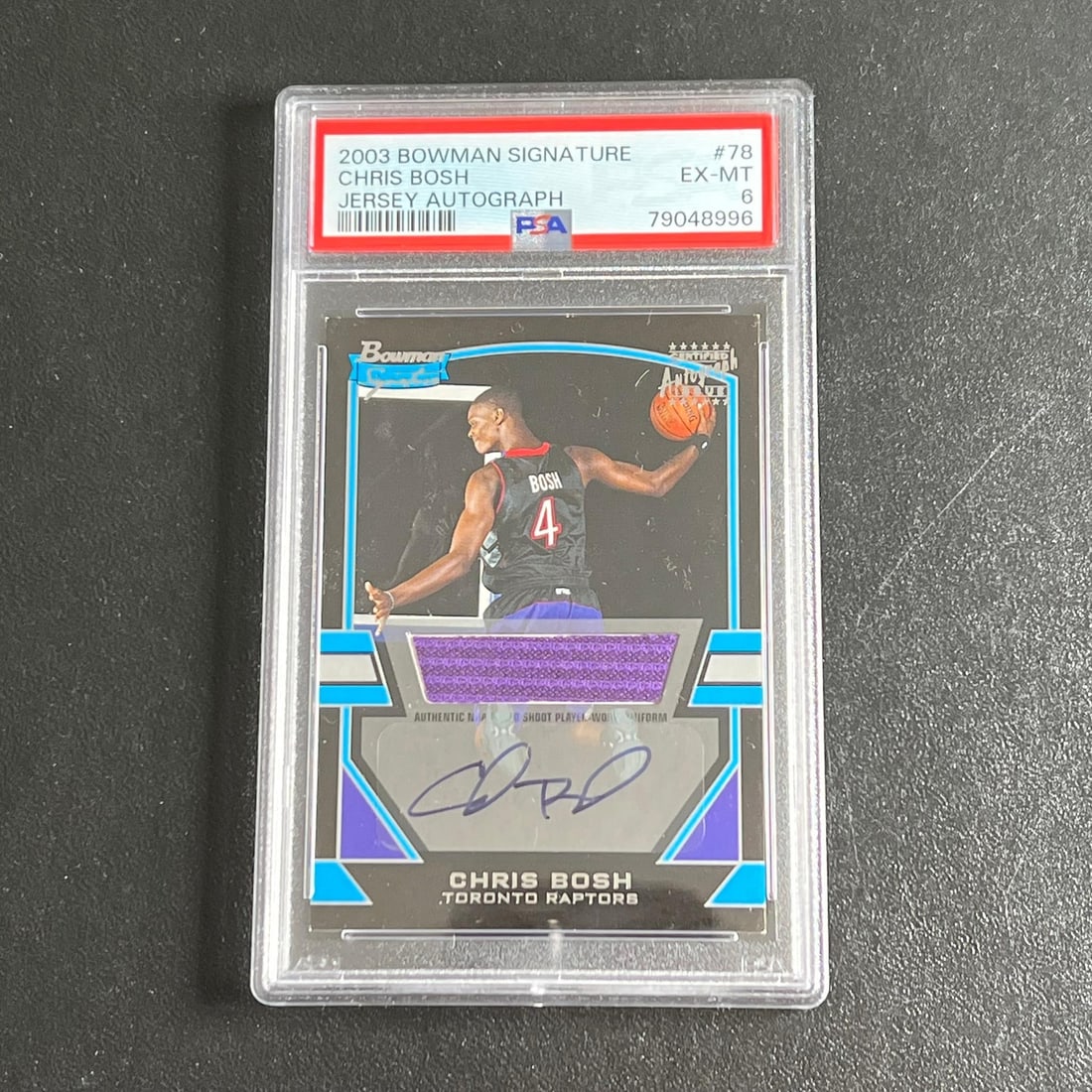 2003-04 Bowman Chrome Signature Chris Bosh Autographed Card PSA 6 Raptors: 2003-04 Bowman Chrome Signature Chris Bosh Autographed Card PSA 6 Raptors This collectible features a 2003-04 Bowman Chrome Signature #78 card, beautifully signed by NBA star Chris Bosh, who is known 