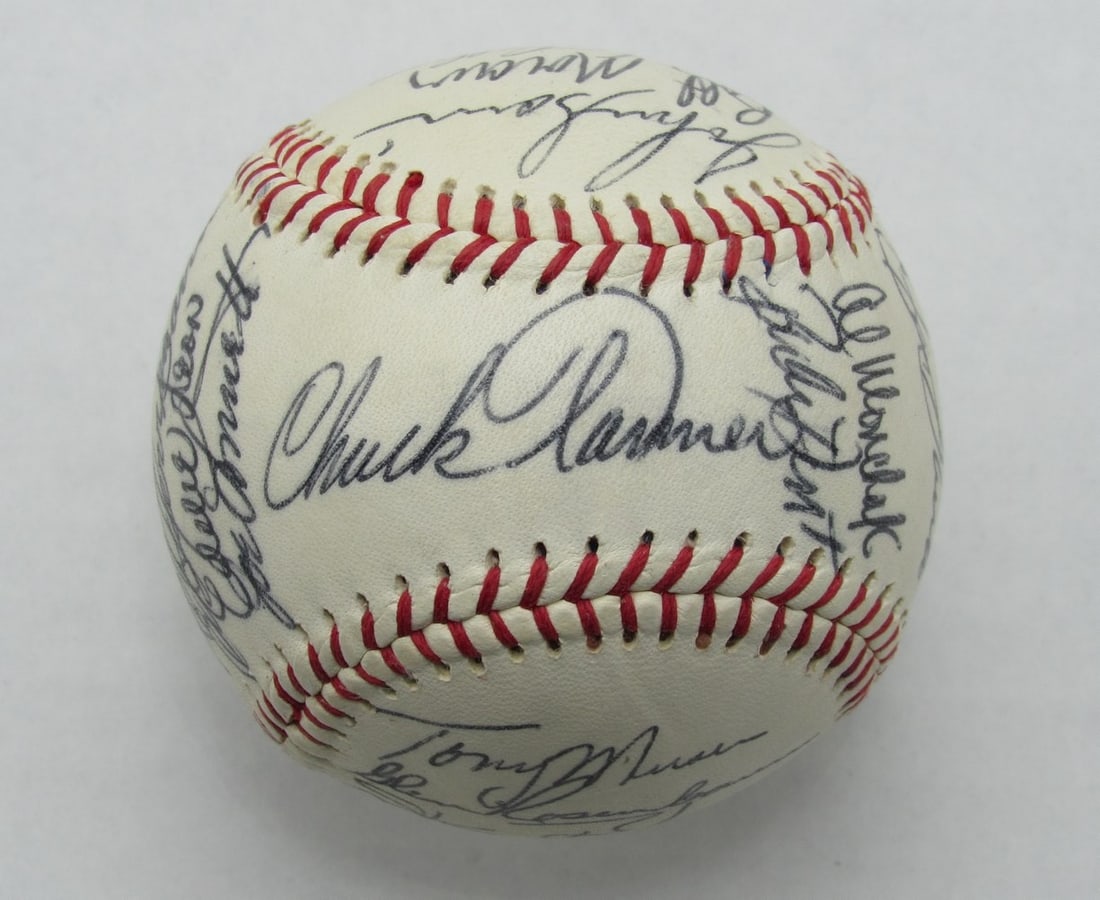 1974 Chicago White Sox Team Signed Baseball 22 Signatures HOF Santo: 1974 Chicago White Sox Team Signed Baseball 22 Signatures HOF Santo This is a Chicago White Sox baseball signed by 22 team members, including Hall of Famer Santo. The ball is authenticated and is an o