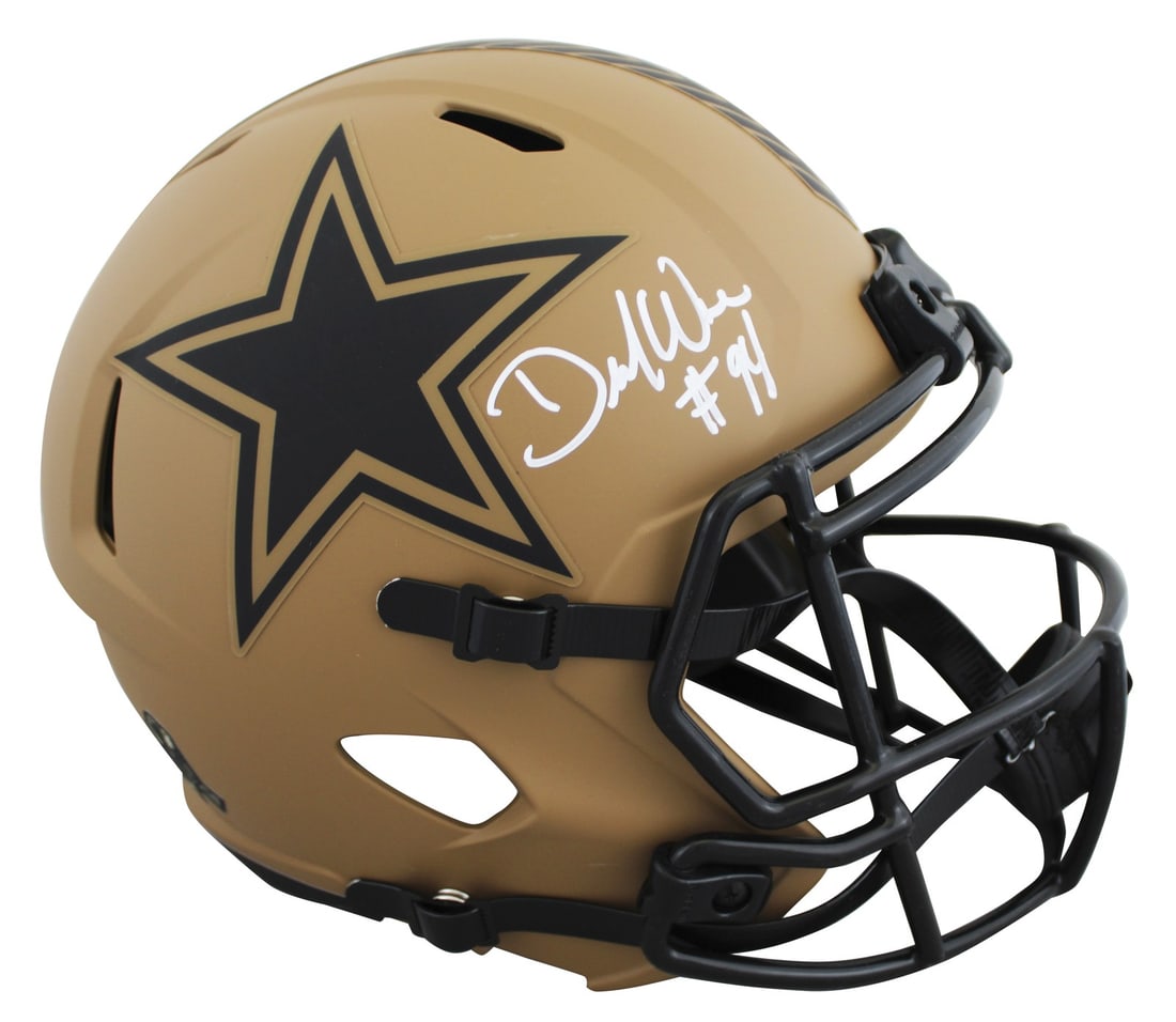DeMarcus Ware Autographed 2023 Salute To Service Dallas Cowboys Full Size Helmet BAS: DeMarcus Ware Autographed 2023 Salute To Service Dallas Cowboys Full Size Helmet BAS This Dallas Cowboys Salute To Service II Riddell full-size Speed Rep helmet has been personally autographed by DeMa