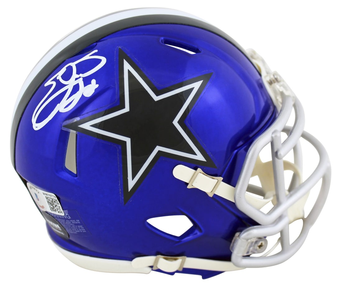 Emmitt Smith Signed Dallas Cowboys Flash Speed Mini Helmet Beckett Witness Hologram: Emmitt Smith Signed Dallas Cowboys Flash Speed Mini Helmet Beckett Witness Hologram This is an original Dallas Cowboys Flash Speed Mini Helmet personally signed by Emmitt Smith. The autograph was witn