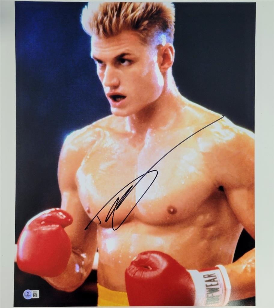 16x20 Photograph Signed by Dolph Lundgren as Ivan Drago Beckett Authenticated: 16x20 Photograph Signed by Dolph Lundgren as Ivan Drago Beckett Authenticated This original 16x20 photograph features Dolph Lundgren's autograph as Ivan Drago from the film Rocky. The signature is aut