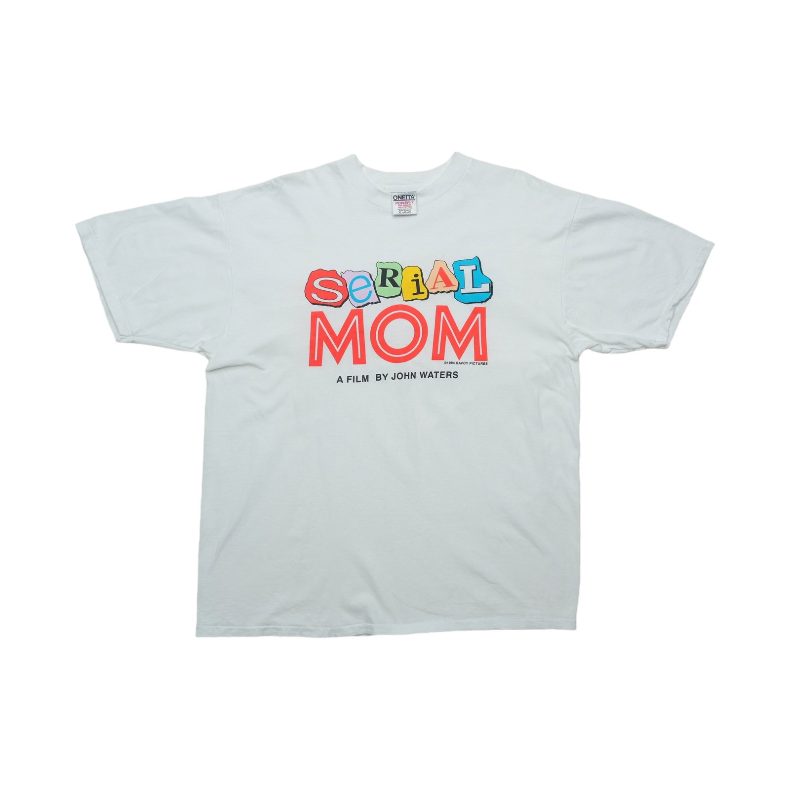 Vintage 1994 White Cotton Serial Mom Movie Tee XL: Vintage 1994 White Cotton Serial Mom Movie Tee XL This is an original vintage 1994 Serial Mom film shirt featuring front and back graphics from the John Waters movie. Made from 100% cotton, the shirt 