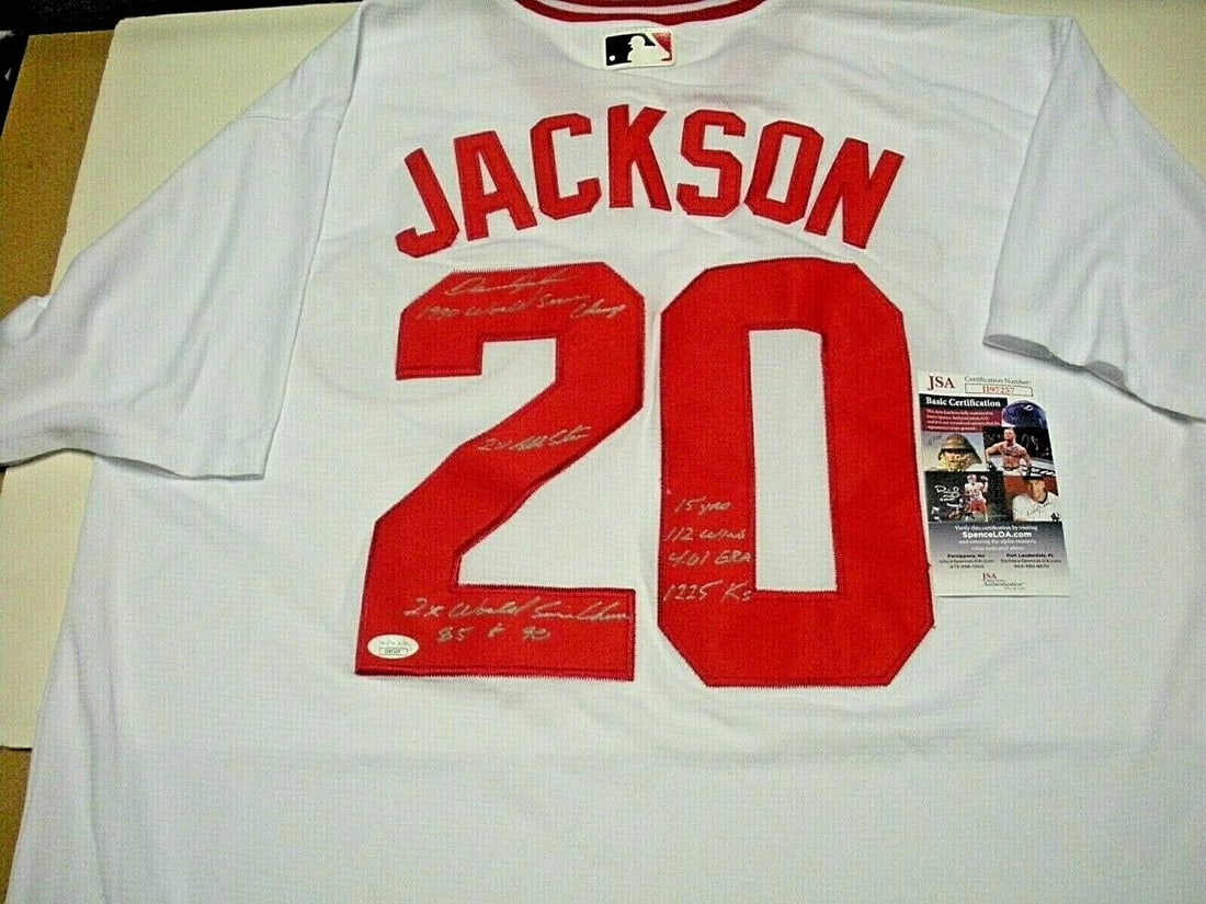 Danny Jackson Signed Majestic Jersey with 1990 Reds WS Stats JSA COA (1 of 3)