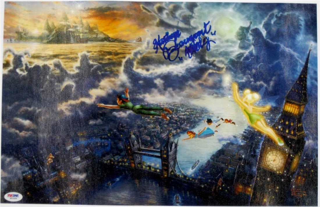 Kathryn Beaumont Autographed 11x17 Peter Pan Canvas Photo PSA Wendy: Kathryn Beaumont Autographed 11x17 Peter Pan Canvas Photo PSA Wendy This original 11x17 canvas photograph from Disney's Peter Pan features the signature of Kathryn Beaumont, who voiced the character W