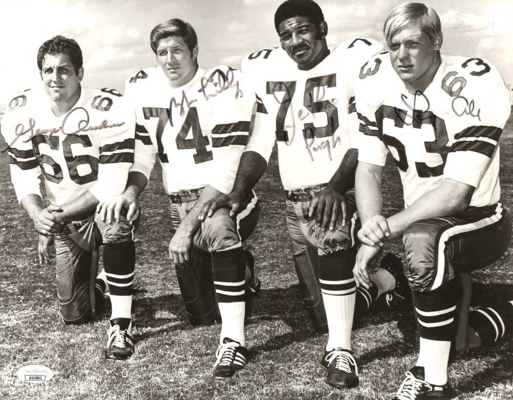 Dallas Cowboys Signed 11X14 Photo Bob Lilly Jethro Pugh JSA Authenticated: Dallas Cowboys Signed 11X14 Photo Bob Lilly Jethro Pugh JSA Authenticated This stunning 11x14 photo features the signatures of legendary Dallas Cowboys players Bob Lilly, Jethro Pugh, George Anders, a