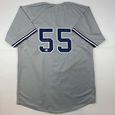 Hideki Matsui signed New York Yankees grey XL custom jersey Beckett COA: Hideki Matsui signed New York Yankees grey XL custom jersey Beckett COA This is a custom grey baseball jersey featuring the name and number of Hideki Matsui, autographed by the player. The jersey is n