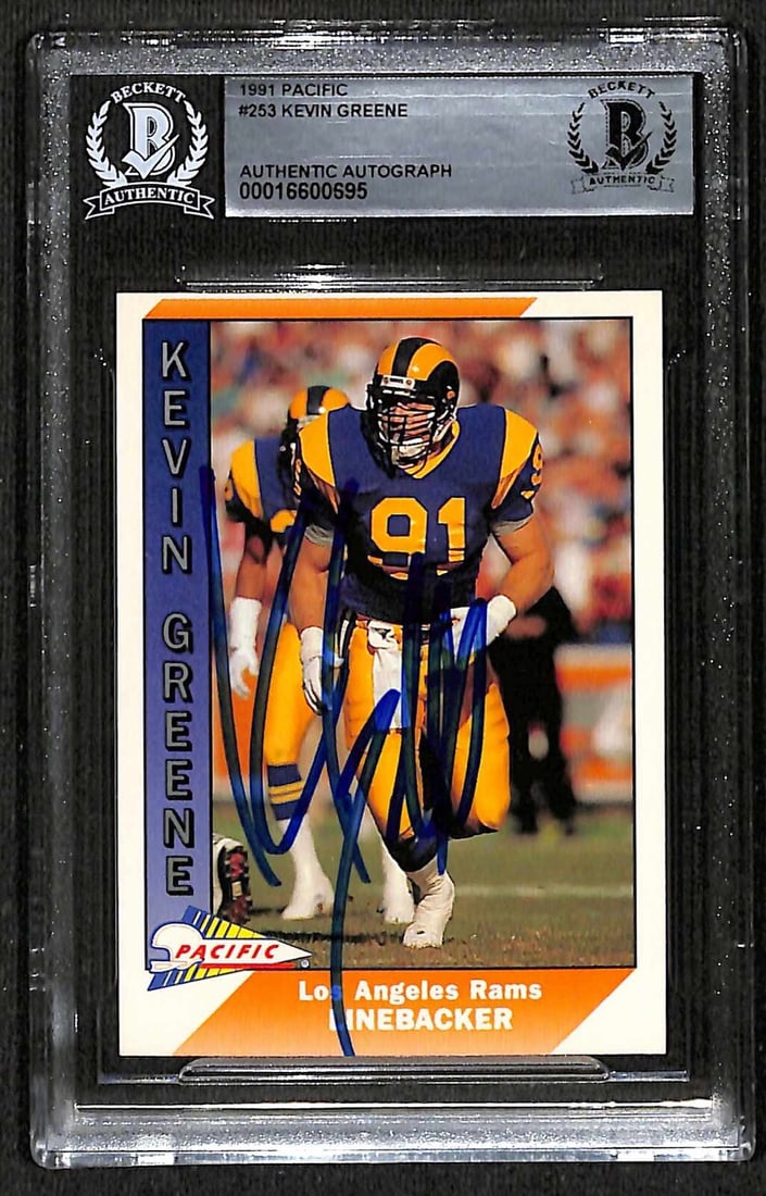 1991 Pacific Football Kevin Greene #253 Signed Card Beckett Authenticated (1 of 1)