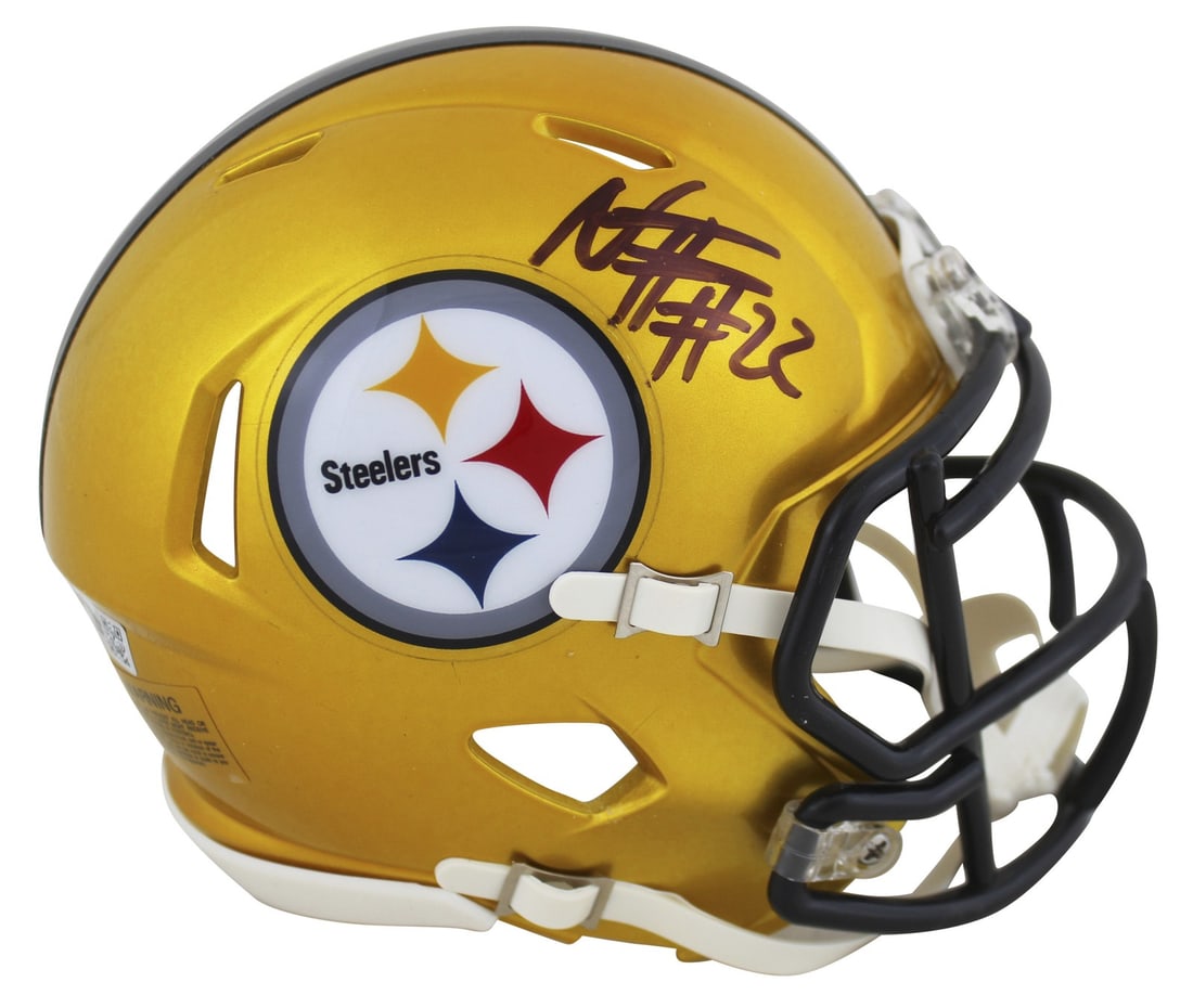 Najee Harris Signed Flash Speed Mini Helmet With Fanatics Hologram: Najee Harris Signed Flash Speed Mini Helmet With Fanatics Hologram This Pittsburgh Steelers Flash Speed Mini Helmet has been personally signed by Najee Harris. The helmet is an alternate design and co