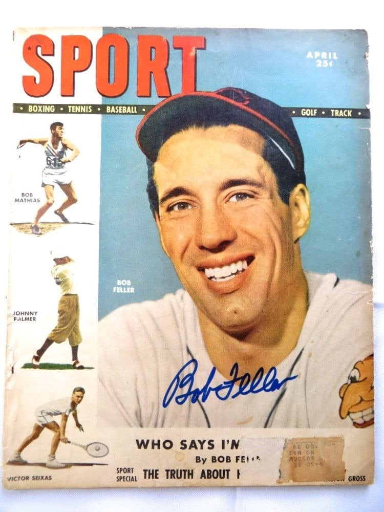 1949 SPORT Magazine Signed by Bob Feller Cleveland Indians JSA Authenticated: 1949 SPORT Magazine Signed by Bob Feller Cleveland Indians JSA Authenticated This is an original 1949 SPORT magazine autographed by Bob Feller, the renowned pitcher for the Cleveland Indians. The maga