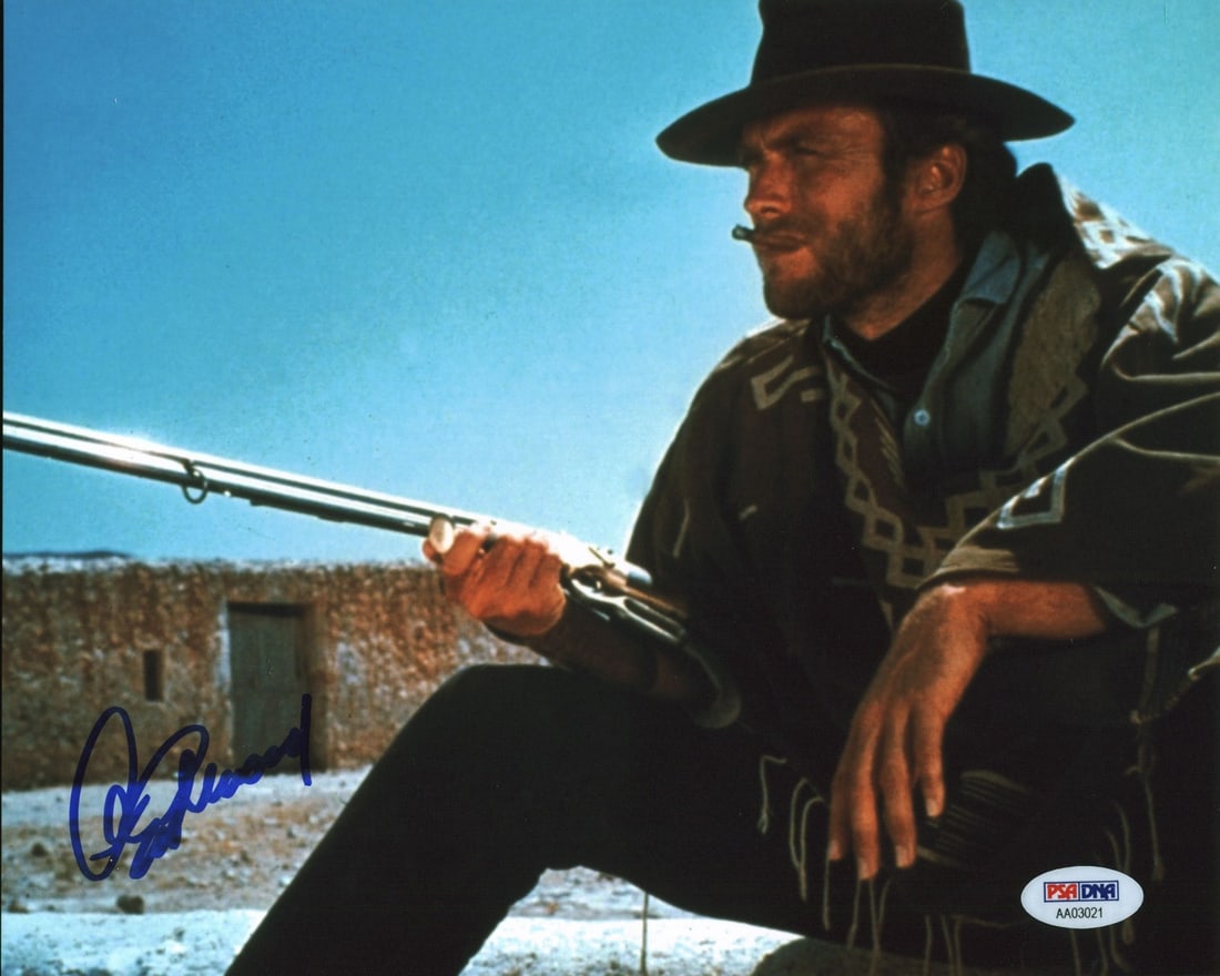 Clint Eastwood Signed 8x10 Photo The Good the Bad and the Ugly PSA/DNA: Clint Eastwood Signed 8x10 Photo The Good the Bad and the Ugly PSA/DNA This is an authentic autographed 8x10 photo personally signed by Clint Eastwood, known for his iconic role in 'The Good, the Bad 