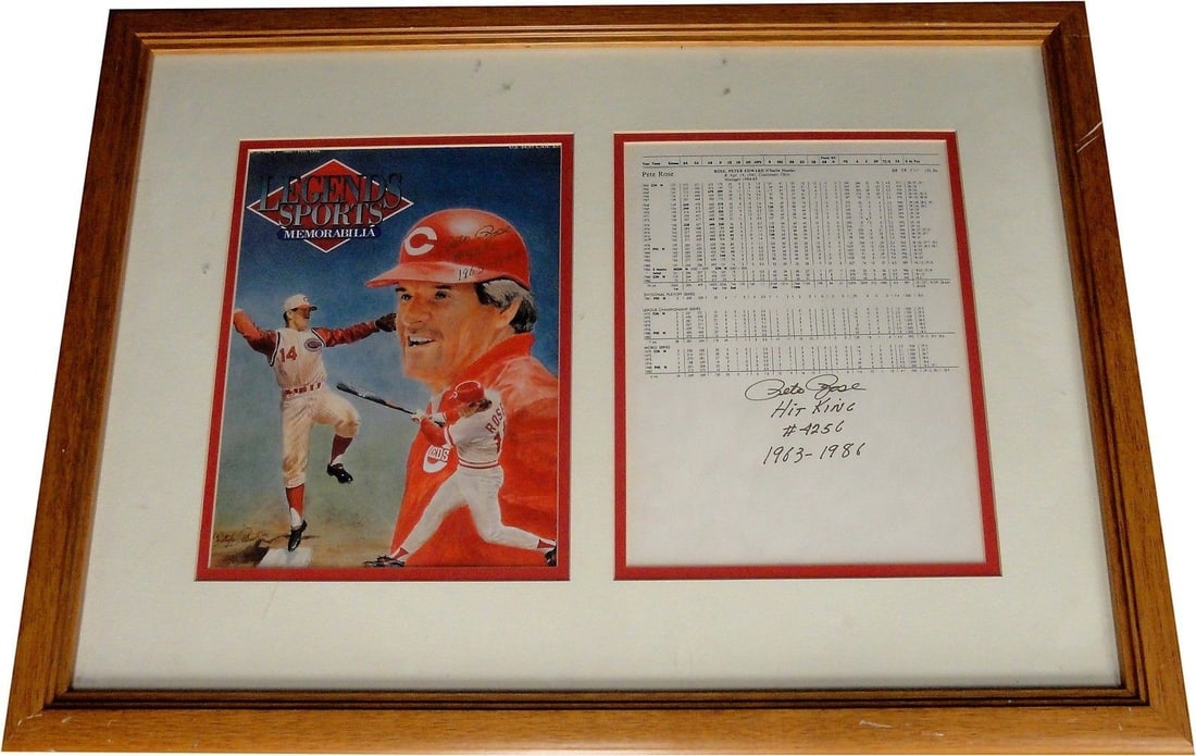 Framed Pete Rose Dual Signed 8x10 Photos Cincinnati Reds GAI Authenticated (1 of 4)