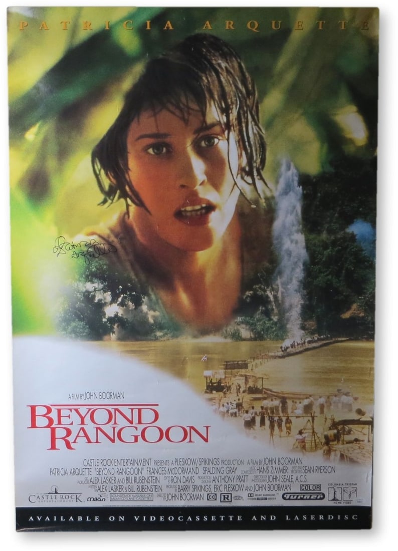 Patricia Arquette Autographed Beyond Rangoon Movie Poster JSA Certified: Patricia Arquette Autographed Beyond Rangoon Movie Poster JSA Certified This original movie poster for 'Beyond Rangoon' features the signature of actress Patricia Arquette, authenticated by James Spen