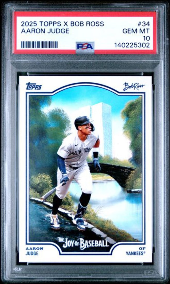 PSA 10 Gem Mint 2025 Topps x Bob Ross Aaron Judge Yankees Card #34 (1 of 2)