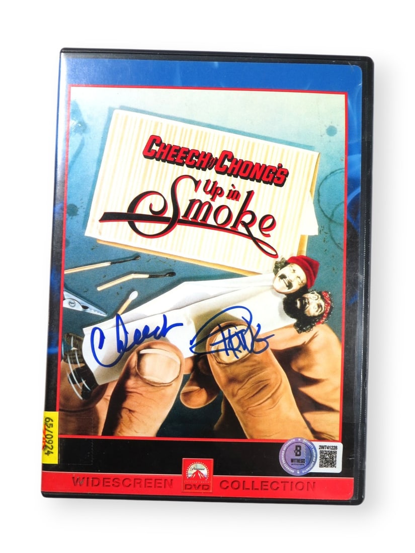Up in Smoke DVD Cover Signed by Cheech Marin and Tommy Chong Beckett Authenticated: Up in Smoke DVD Cover Signed by Cheech Marin and Tommy Chong Beckett Authenticated This is an original "Up in Smoke" DVD cover that has been autographed by both Cheech Marin and Tommy Chong. The
