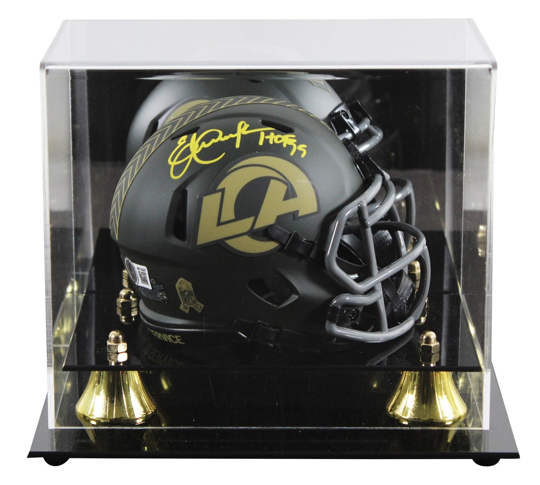 Eric Dickerson Signed Rams Mini Helmet HOF 99 BAS Witnessed: Eric Dickerson Signed Rams Mini Helmet HOF 99 BAS Witnessed This Los Angeles Rams Eric Dickerson "HOF 99" signed STS IV Speed Mini Helmet is a remarkable collectible for fans and memorabilia enthusias