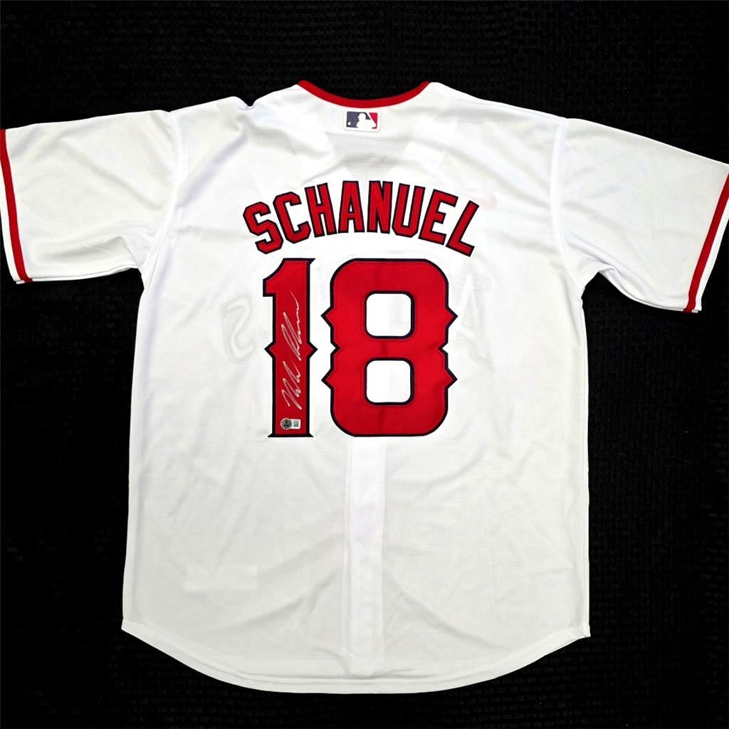 Nolan Schanuel Autographed Los Angeles Angels Baseball Jersey Beckett Authenticated: Nolan Schanuel Autographed Los Angeles Angels Baseball Jersey Beckett Authenticated This Los Angeles Angels baseball jersey is personally signed by player Nolan Schanuel. The autograph is authenticate