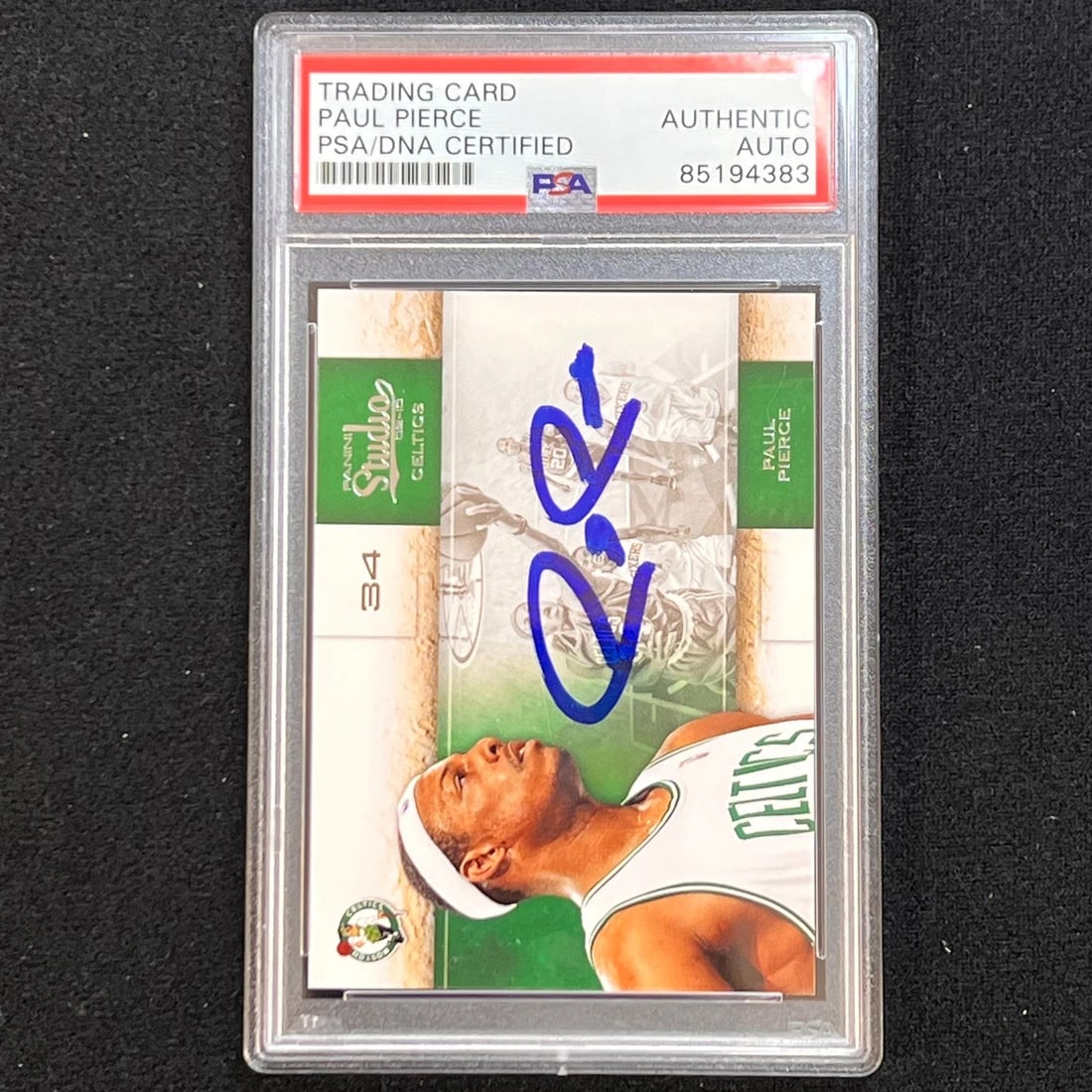 2009-10 Panini Studio #56 Paul Pierce Signed Card PSA/DNA Celtics: 2009-10 Panini Studio #56 Paul Pierce Signed Card PSA/DNA Celtics Celebrate the legacy of Paul Pierce with this 2009-10 Panini Studio #56 signed card. This collectible features an authentic autograph 