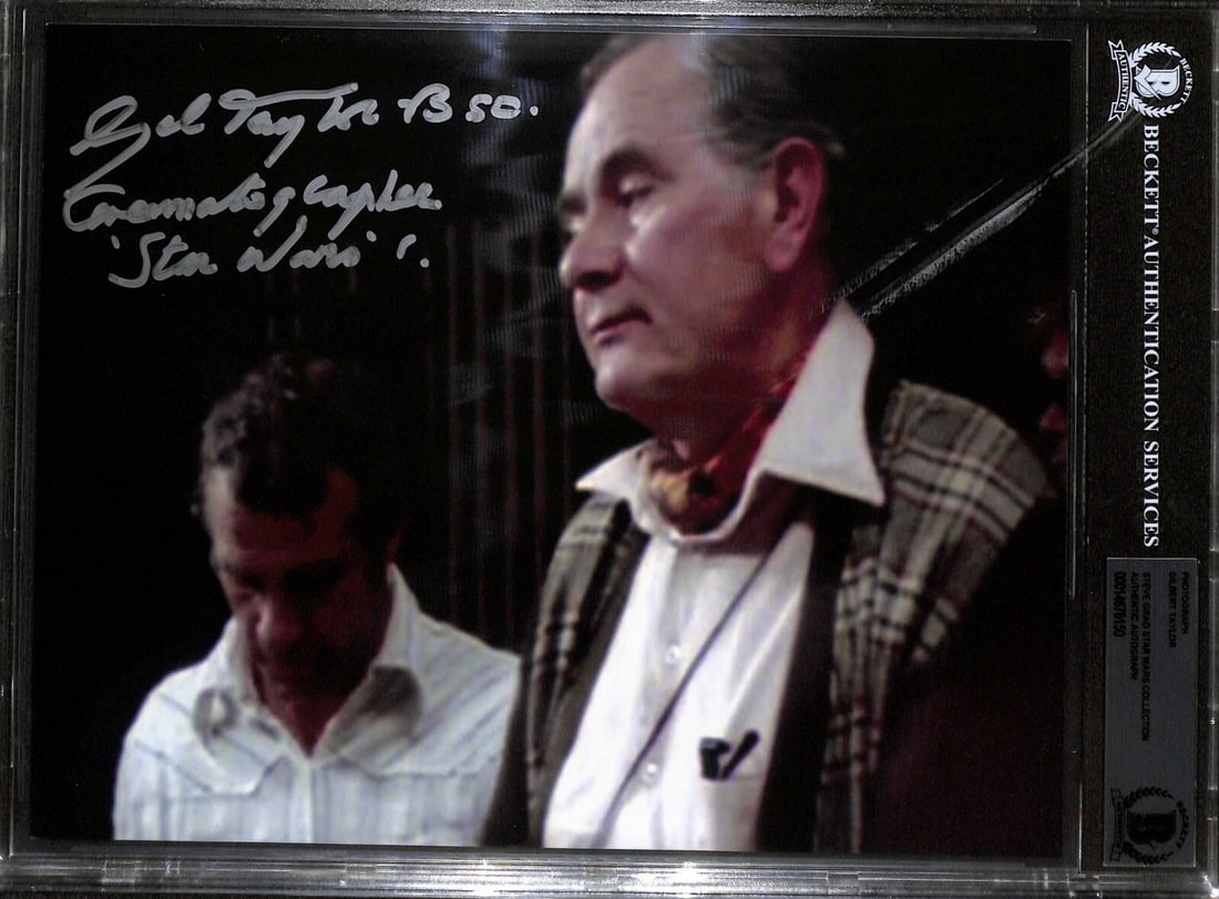 Gil Taylor Signed Star Wars 8x10 Photo Beckett Authenticated: Gil Taylor Signed Star Wars 8x10 Photo Beckett Authenticated This is an autographed 8x10 photograph of Gil Taylor, the esteemed cinematographer known for his work on the original Star Wars film. The p