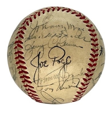 1949 Yankees Team Signed Official AL Baseball With 25 Autographs PSA DNA LOA: 1949 Yankees Team Signed Official AL Baseball With 25 Autographs PSA DNA LOA This is an original 1949 New York Yankees World Series Champions team-signed Official American League baseball, featuring 2