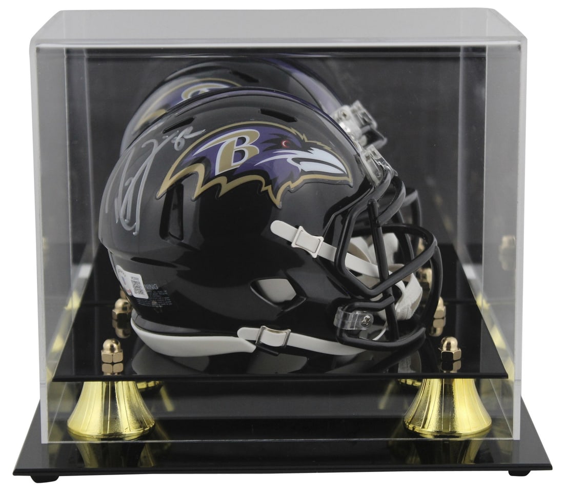 Ray Lewis Signed Baltimore Ravens Speed Mini Helmet with Display Case BAS Authenticated (1 of 3)