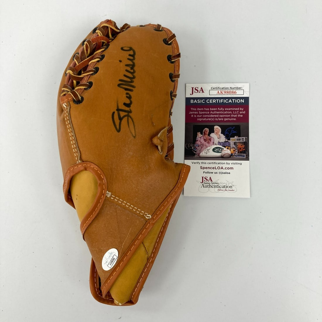 Stan Musial 1940s Signed Wilson Baseball Glove with JSA COA: Stan Musial 1940s Signed Wilson Baseball Glove with JSA COA This is an authentic 1940's Wilson Game Model baseball glove signed by the legendary player Stan Musial. The glove comes with a James Spence