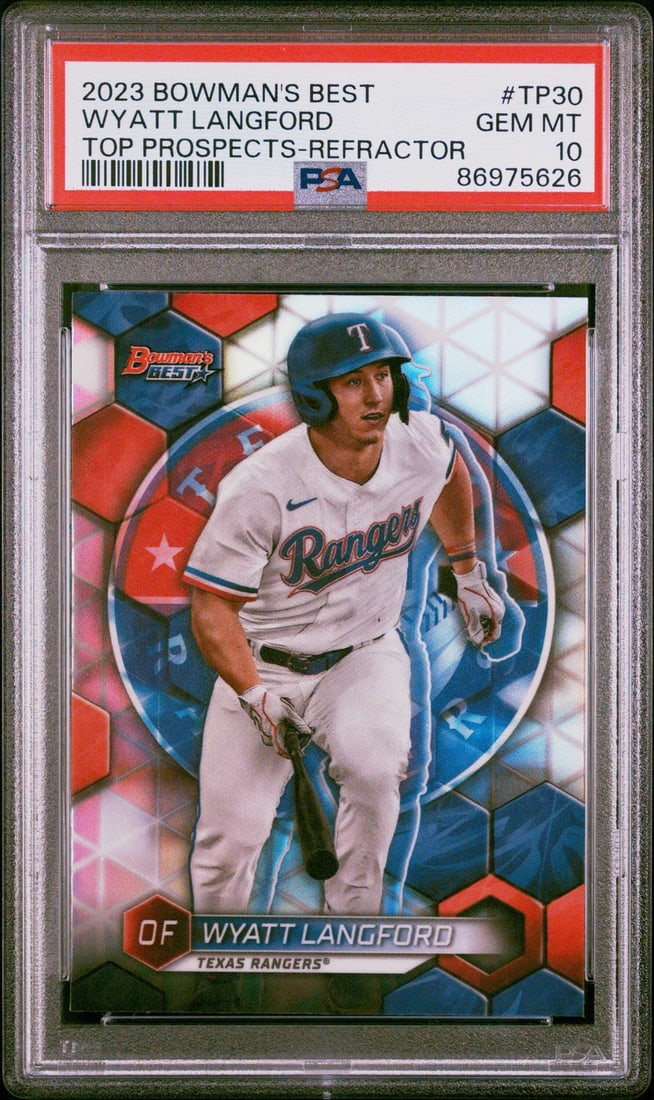 2023 BWMs Best Wyatt Langford #TP30 Baseball Card PSA 10 Authentic (1 of 2)