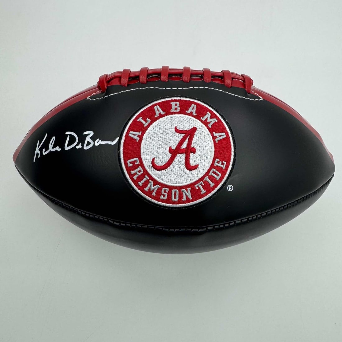 Kalen DeBoer Signed Alabama Black Logo Full Size Football JSA Authenticated: Kalen DeBoer Signed Alabama Black Logo Full Size Football JSA Authenticated This is a full-size Alabama Crimson Tide black logo football autographed by Kalen DeBoer. The authenticity of the signature 
