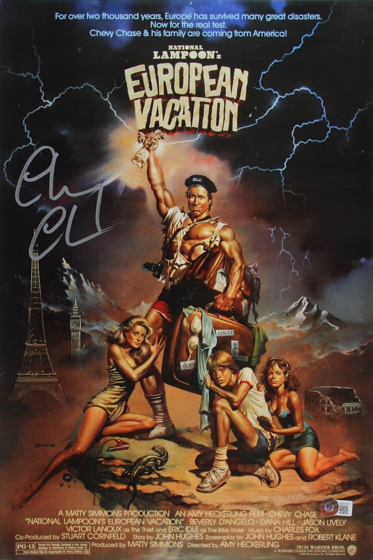 Chevy Chase Signed 12x18 Mini Poster National Lampoon's European Vacation BAS Witnessed: Chevy Chase Signed 12x18 Mini Poster National Lampoon's European Vacation BAS Witnessed This authentic 12x18 mini movie poster is signed by Chevy Chase, featuring his iconic role in "National Lampoon'