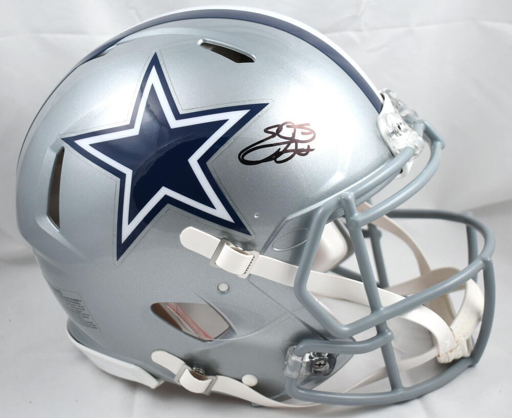 Dallas Cowboys Speed Authentic Helmet Signed by Emmitt Smith Beckett Hologram: Dallas Cowboys Speed Authentic Helmet Signed by Emmitt Smith Beckett Hologram This is a Dallas Cowboys full-size Speed Authentic helmet autographed by Emmitt Smith. The helmet is authenticated by Beck