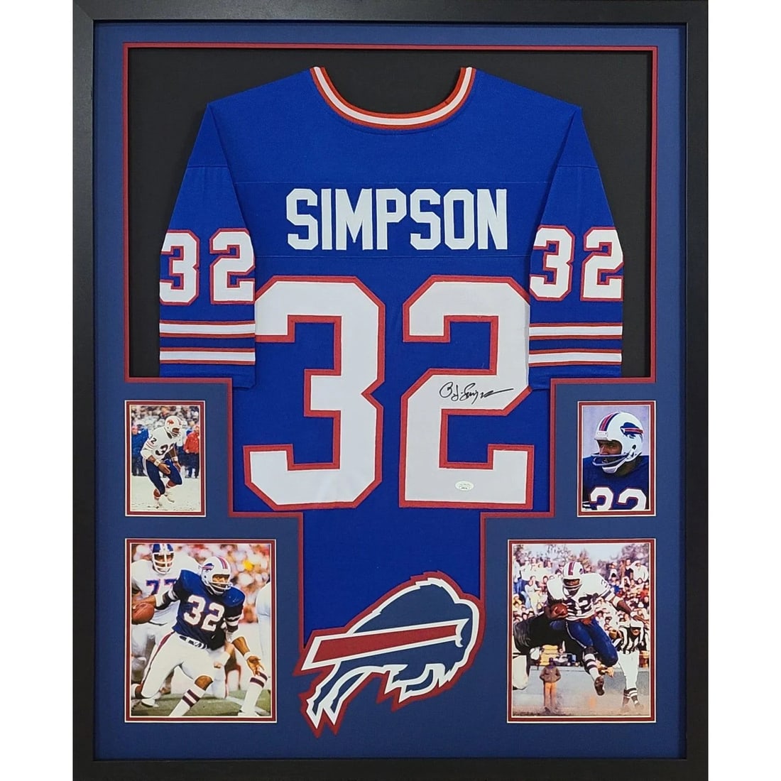 OJ Simpson Buffalo Bills Signed Framed Jersey JSA Authenticated: OJ Simpson Buffalo Bills Signed Framed Jersey JSA Authenticated This autographed O.J. Simpson framed jersey is a must-have for any sports memorabilia collector. Authenticated by JSA, a leading authori