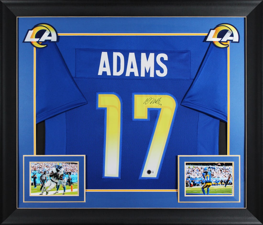 Davante Adams Signed Blue Pro Style Framed Jersey BAS Witnessed (1 of 2)