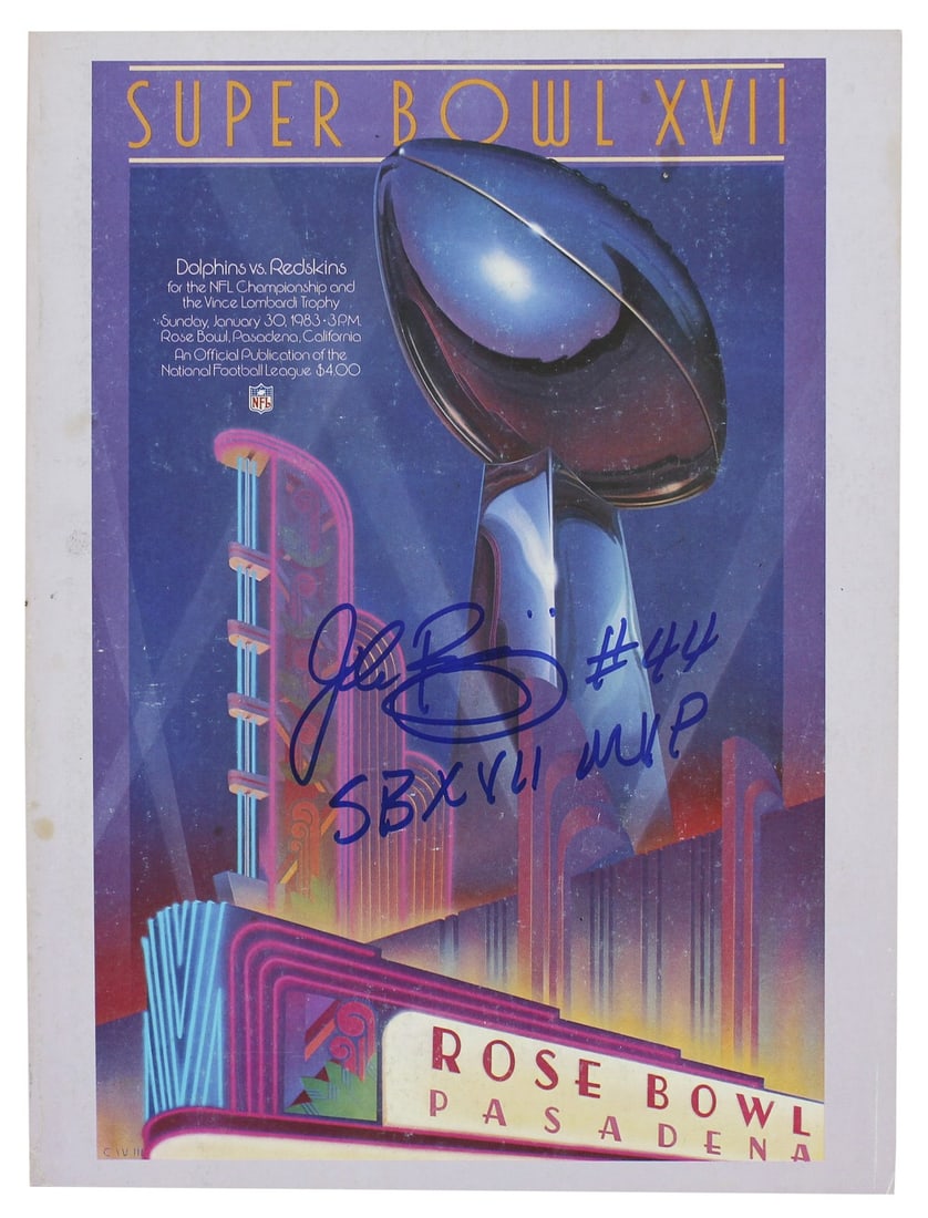 Super Bowl XVII Program Signed by John Riggins with SB XVII MVP Inscription BAS Witness (1 of 5)