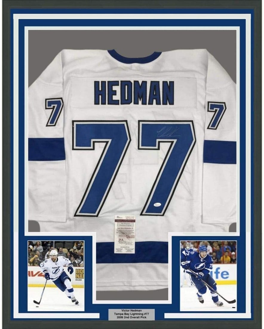 Framed Autographed Victor Hedman Jersey 33x42 Tampa Bay Lightning JSA COA (1 of 2)