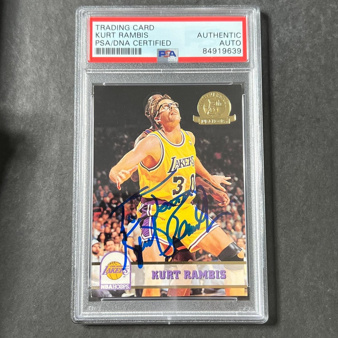 1993-94 NBA Hoops #355 Kurt Rambis Autographed Card PSA Authenticated Lakers: 1993-94 NBA Hoops #355 Kurt Rambis Autographed Card PSA Authenticated Lakers This collectible features a 1993-94 NBA Hoops #355 card signed by the legendary Kurt Rambis, a prominent player of the Los 