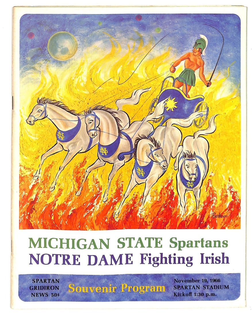 1966 Michigan State vs Notre Dame Football Program 10-10 Tie Game (1 of 7)