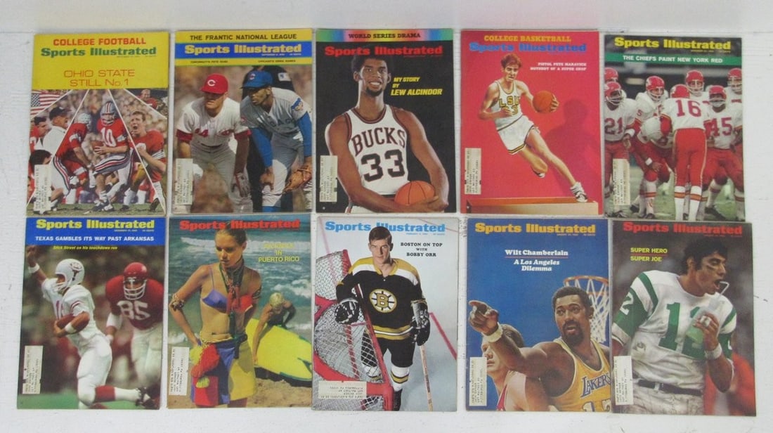 1969 Sports Illustrated Complete Set 51 Issues Alcindor Maravich Swimsuit: 1969 Sports Illustrated Complete Set 51 Issues Alcindor Maravich Swimsuit This complete set of 1969 Sports Illustrated magazines includes 51 issues featuring iconic covers such as Alcindor, Maravich, 