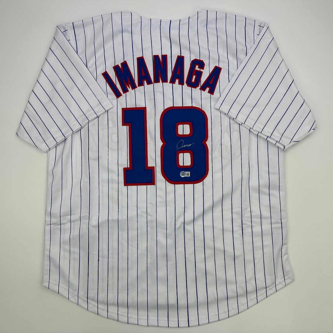 Signed Shota Imanaga Chicago Cubs Pinstripe Jersey Beckett Authenticated: Signed Shota Imanaga Chicago Cubs Pinstripe Jersey Beckett Authenticated This is an autographed Shota Imanaga Chicago pinstripe jersey, authenticated by Beckett Grading Services (BAS COA). The jersey 