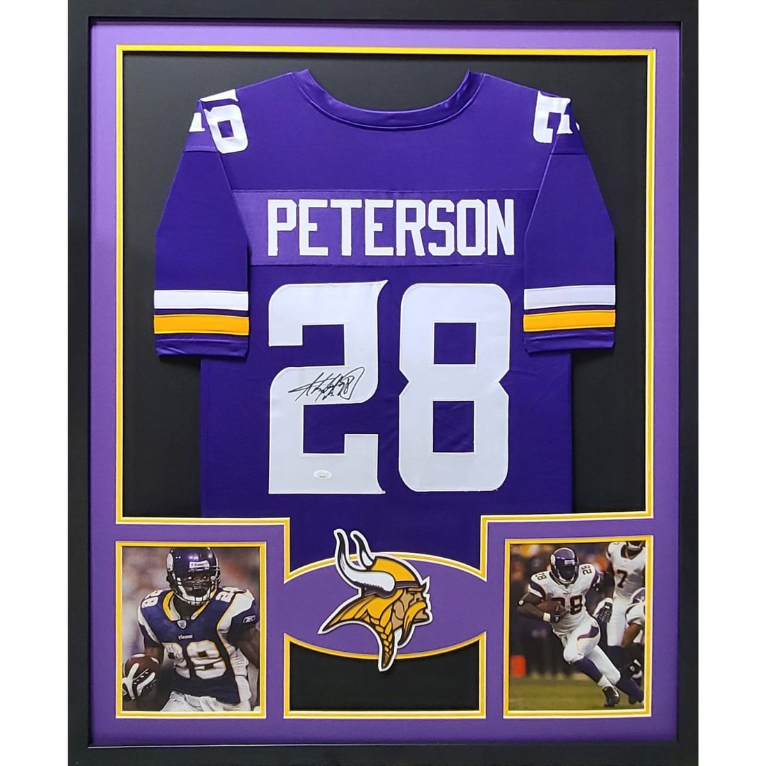 Adrian Peterson Signed Framed Jersey JSA Certified Minnesota Vikings: Adrian Peterson Signed Framed Jersey JSA Certified Minnesota Vikings This autographed Adrian Peterson framed jersey is a must-have for any Minnesota Vikings fan. Authenticated by JSA, a leader in spor