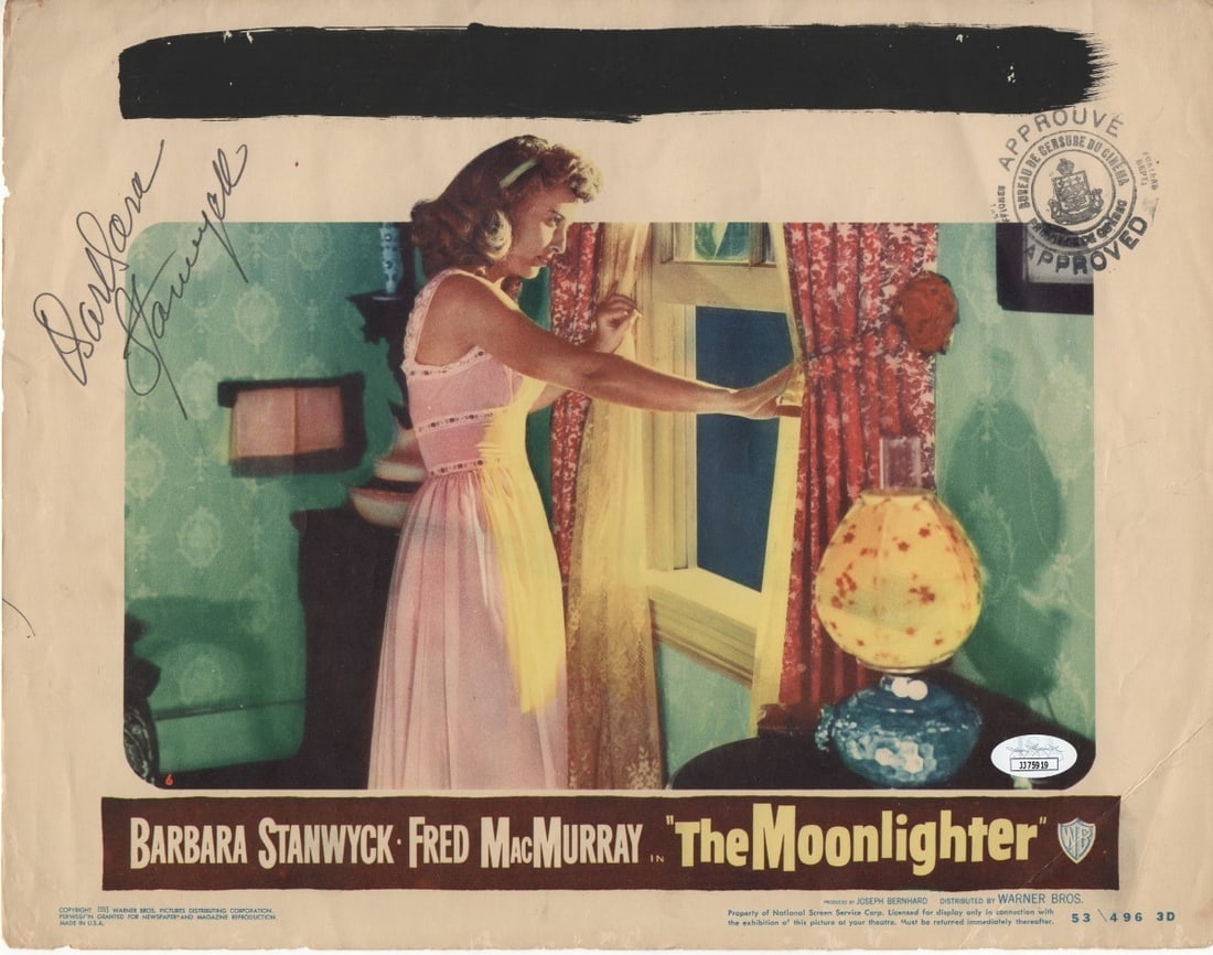 Barbara Stanwyck Signed 11X14 Lobby Card Photo JSA Authenticated (1 of 2)