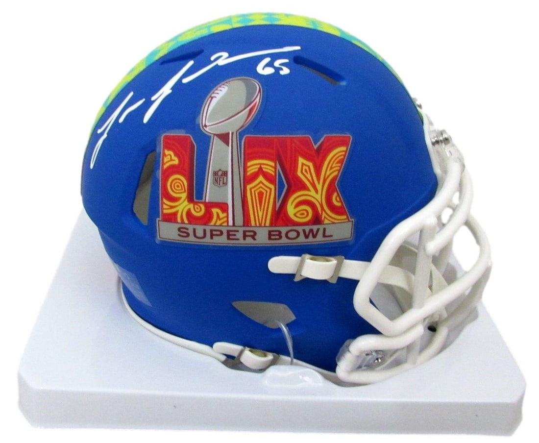 Lane Johnson Autographed Super Bowl 59 Mini Helmet Eagles PSA/DNA: Lane Johnson Autographed Super Bowl 59 Mini Helmet Eagles PSA/DNA This item is a Lane Johnson signed mini football helmet commemorating Super Bowl 59, representing the Philadelphia Eagles. The autogra