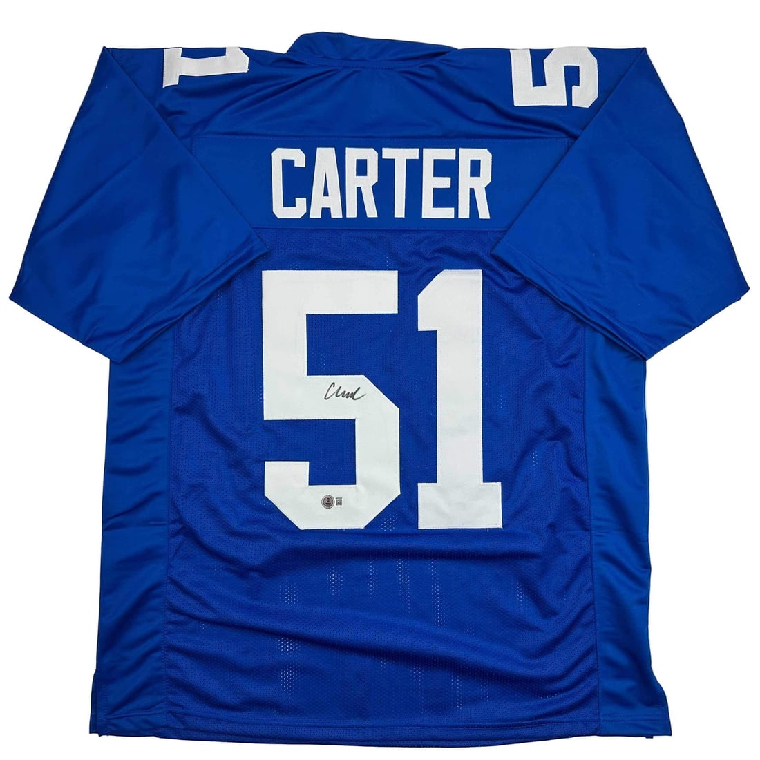 Signed Abdul Carter New York Giants Football Jersey Beckett COA: Signed Abdul Carter New York Giants Football Jersey Beckett COA Enhance your collection with this autographed Abdul Carter New York Blue Football Jersey, authenticated by Beckett Grading Services. Thi