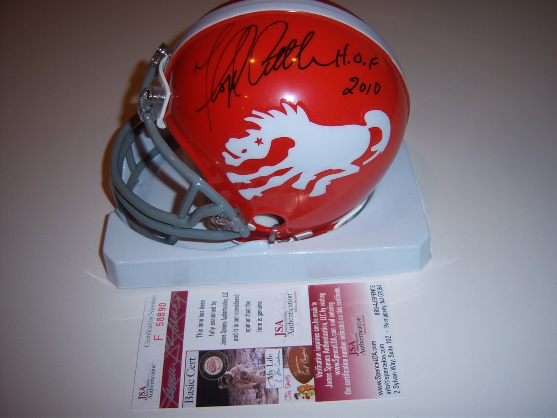 Signed Denver Broncos Mini Helmet with Floyd Little Autograph JSA COA HOF 2010 (1 of 2)