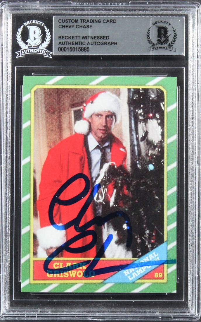 Chevy Chase Autographed Christmas Vacation Trading Card Beckett Authenticated Slab (1 of 5)