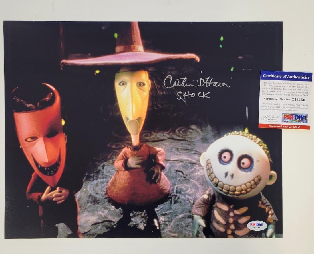 Catherine O'Hara Autographed 11x14 Photo Nightmare Before Christmas PSA: Catherine O'Hara Autographed 11x14 Photo Nightmare Before Christmas PSA This is an original 11x14 photograph from Disney's iconic movie, The Nightmare Before Christmas, featuring the signature of Cath