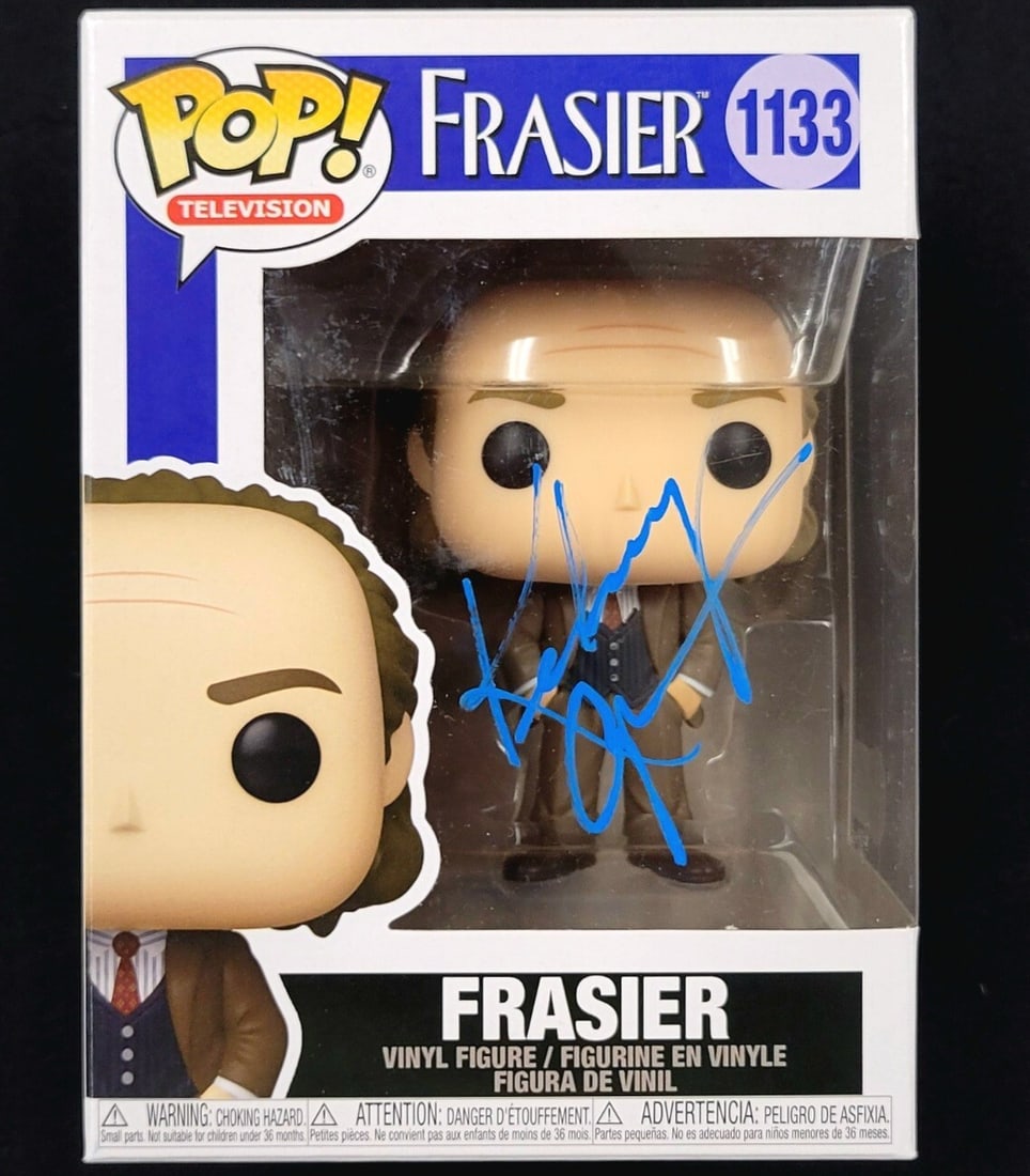 Kelsey Grammer Signed Frasier Funko Pop Beckett Authenticated: Kelsey Grammer Signed Frasier Funko Pop Beckett Authenticated This is a signed Funko Pop! figure of Kelsey Grammer from the popular show 'Frasier'. The item is authenticated by Beckett, ensuring the s