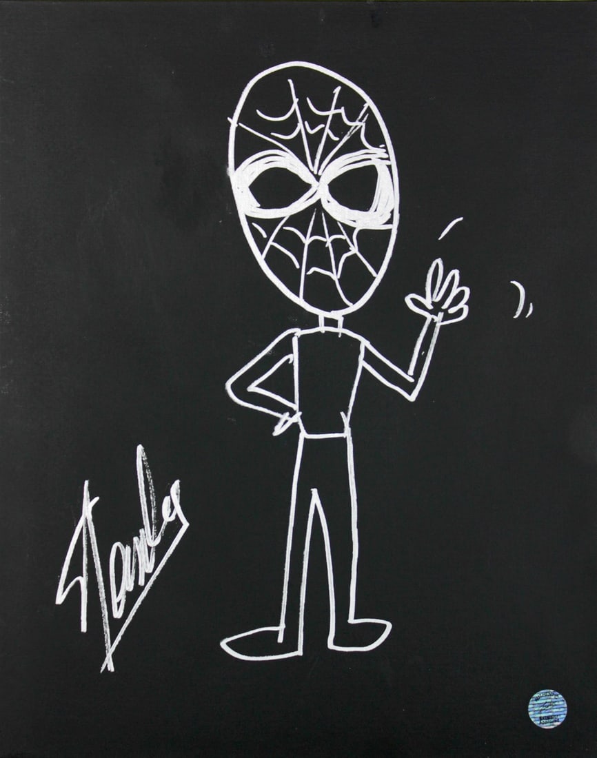 Stan Lee Signed 16x20 Canvas With Spider-Man Sketch PSA/DNA Authenticated (1 of 4)
