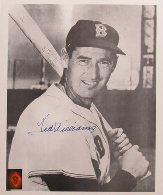 Ted Williams Signed 11x14 Photo With Green Diamond Hologram Authentication: Ted Williams Signed 11x14 Photo With Green Diamond Hologram Authentication This is an original 11x14 inch black and white photo of Ted Williams, Hall of Famer for the Boston Red Sox, printed on heavy 